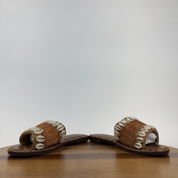 New NWOB Womens Sam Edelman Gale Shell Woven Brown Slides Sandals Size 7 M - Picture 5 of 8